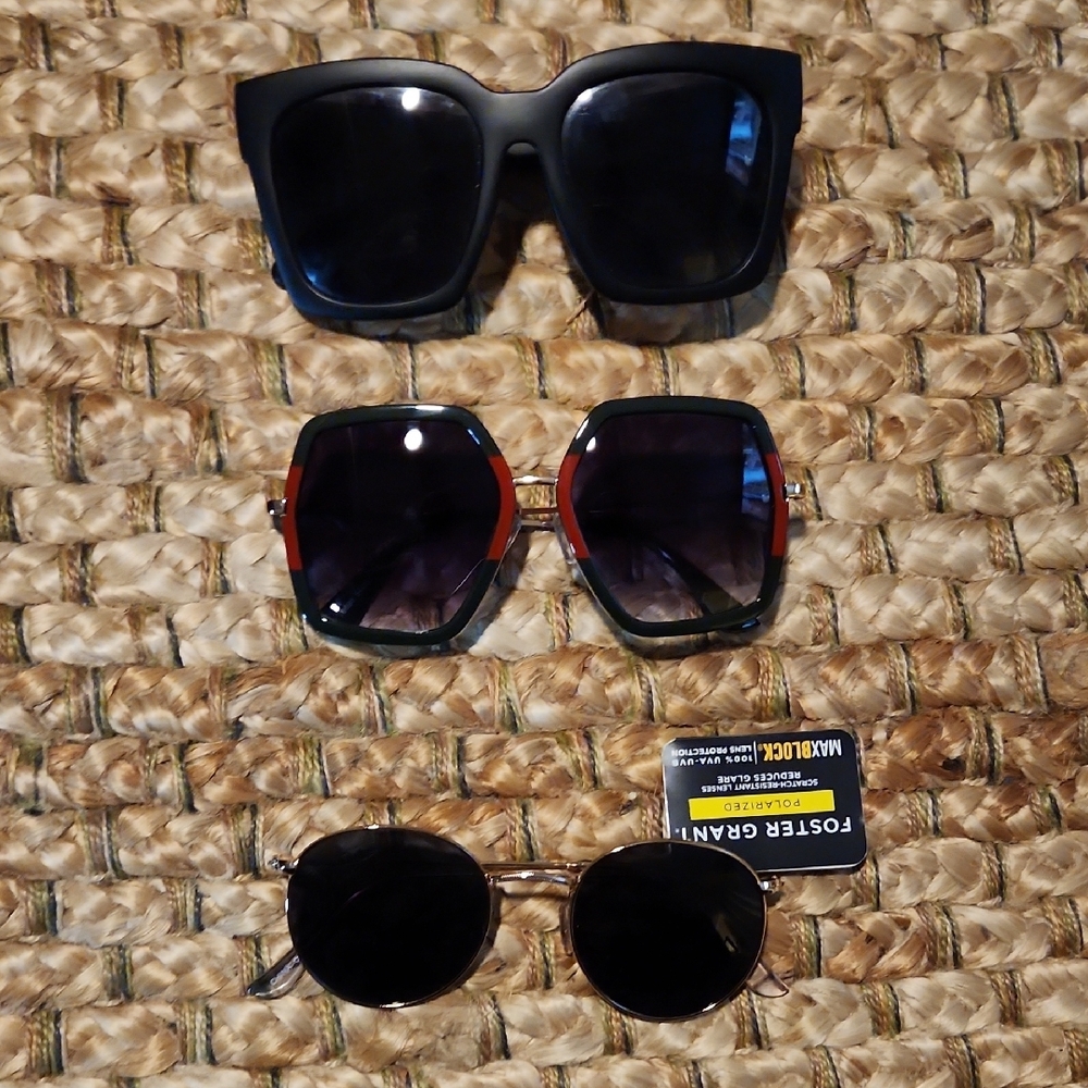 Foster Grant Black Sunglasses with Stylish Frames and Dark Lenses